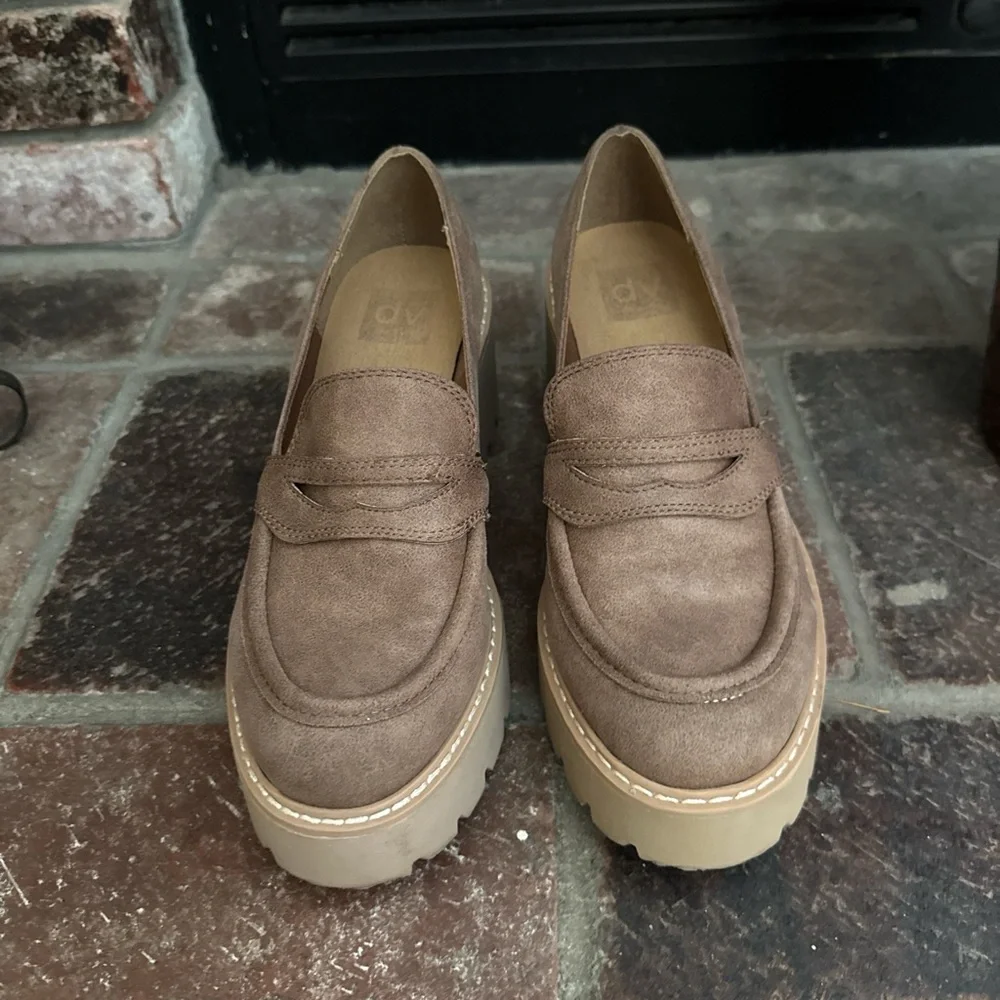 Dolce Vita Temecula Tan Faux Suede Chunky Platform Loafers